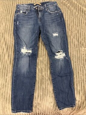 Joe's Jeans Distressed Boyfriend Jeans - Dark Blue